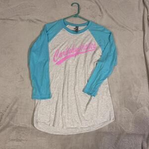 Next Level Men's Grey and Blue Tshirt